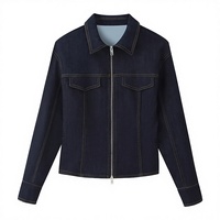Vestes en jean décontractées pour femmes, automne-hiver, couture à la machine, fermeture éclair, manches longues, tricotées, écologiques