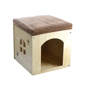 2024 manufacturer custom logo portable modern cute wood washable dogs and cats house cave bed winter pet home house for cat