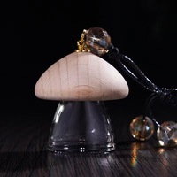 Bouteilles vides en verre en forme de champignon pour diffuseur de parfum à bâtonnets, à suspendre pour voiture, avec bouchon en bois