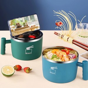 Wood <b>Bowl</b> <b>with</b> <b>Lid</b> for Instant Noodles Eco Friendly Durable Portable Kitchen Utensil - Product Image 3