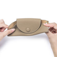 Étui à lunettes en cuir véritable ultra-fin haut de gamme pour femmes, portable, avec boucle, pour lunettes de soleil