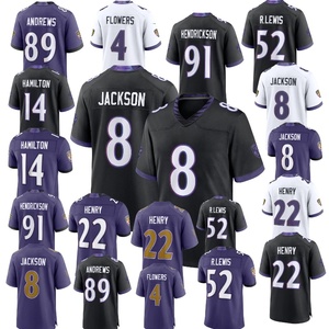 Vente en gros Nouveauté 2026 Baltimore Cousu # 52 Lewis # 89 Andrews # 14 Hamilton # 8 Jackson # Maillot de football américain 22 Henry - Product Image 1