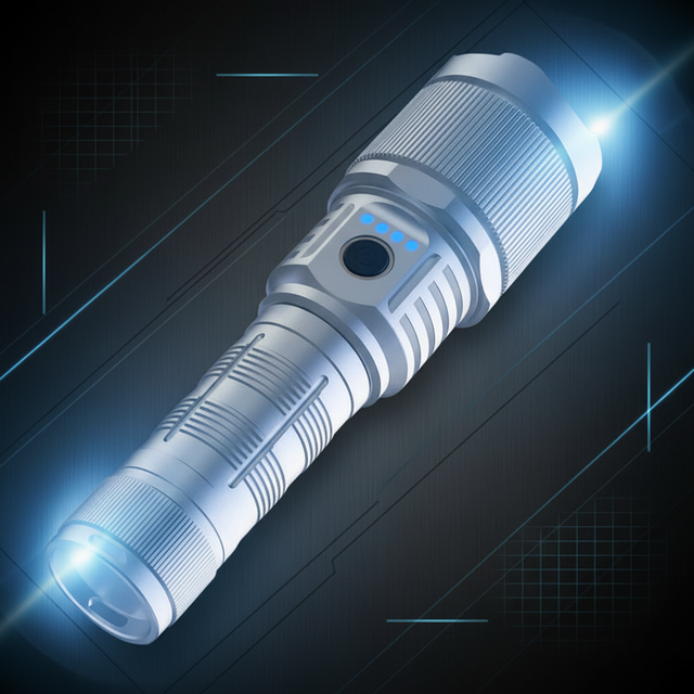 New Gen Angel Eyes White Laser LED Flashlight: Ultra-Bright, High-Power, Rechargeable, for Outdoor Long-Range Use.