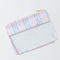Keymay motif d'impression personnalisé nœud imprimé plat tapisserie sac de rangement maquillage cosmétique trousse de toilette Floral clair pochette à fermeture éclair