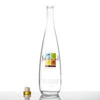 Fabrication de bouteilles en verre Evian 330ml 500ml 750ml bouteilles en verre Super Flint Water & Juice sérigraphiées avec bouchon à vis
