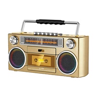 Boombox portable personnalisé avec batterie intégrée, lecteur de cassette, enregistreur, radio AM FM SW, convertisseur BT USB TF MP3, double haut-parleur 5W, pour l'extérieur