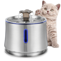 Fontaine à eau automatique pour chat LED Distributeur d'eau potable pour animaux de compagnie pour chien Filtre en acier inoxydable Remplacement Fontaine à eau pour animaux de compagnie