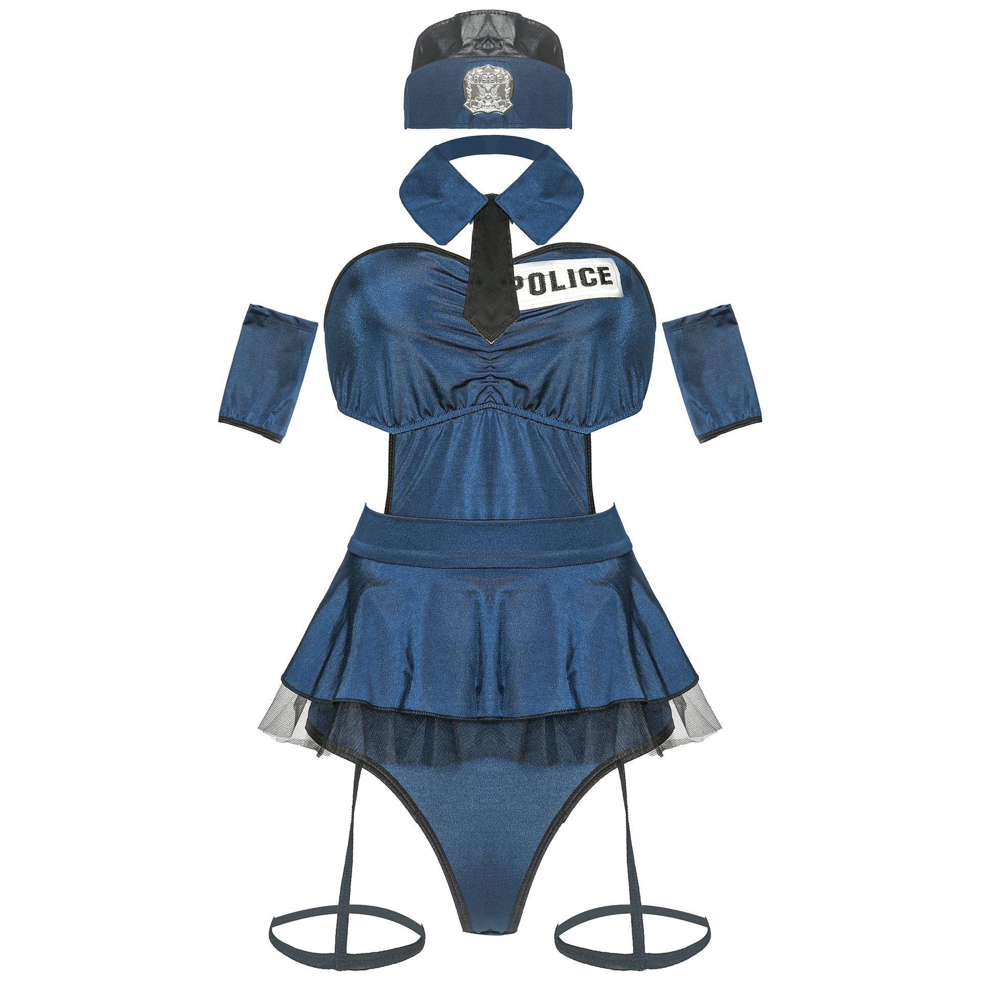 Hat+hand sleeve X2pcs+tie+bodysuit+skirt+hoop rope
