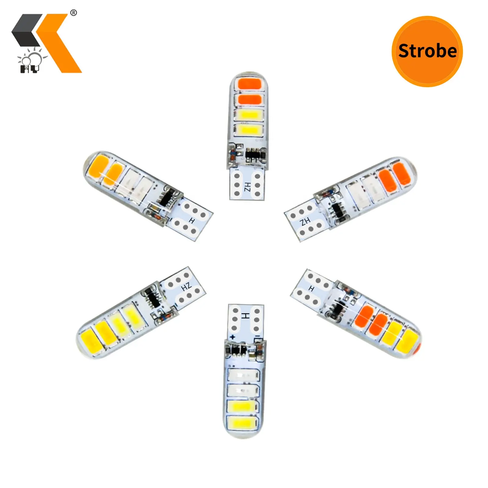 HOLY Strobe Flash Car 8SMD Silicone LED Light Dome light Parking License Plate lamp No Error Dual Color T10 w5w 194 LED Canbus