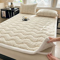 Couvre-lit matelassé en velours Shu épaissi et doux, avec rembourrage supplémentaire en polyfibre, pour toutes les saisons