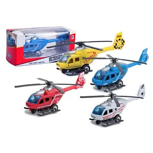 Pesawat Mainan Helikopter Diecast, Mainan Helikopter Tarik Ke Belakang, Model Pesawat Logam untuk Anak-anak