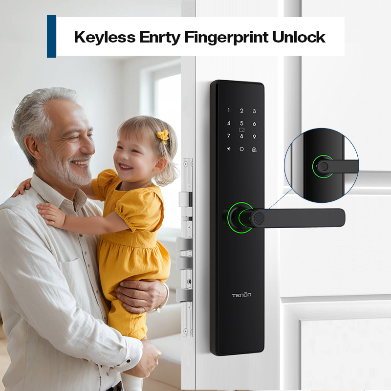 Tenon E15 Smart Electronic Door Lock Keyless Card Access Digital Fingerprint Interior Fireproof Security Rim Door Lock Password · image 2