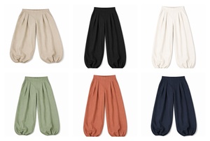 <span class=keywords><strong>Pantalon</strong></span> large convertible pour <span class=keywords><strong>femme</strong></span>, <span class=keywords><strong>taille</strong></span> <span class=keywords><strong>haute</strong></span>, coupe ballon, OEM personnalisé, silhouette cintrée et fluide, plis profonds vers l'intérieur, élastique - Product Image 4
