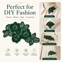 Applique en dentelle florale verte, garniture brodée de fleurs et de feuilles pour robes, chemisiers, sacs, vêtements et décoration de mode DIY