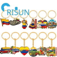 Porte-clés Souvenir en Alliage Métallique Personnalisé Carte du Drapeau Amérique du Nord Culture Colombie Cadeau Vente en Gros