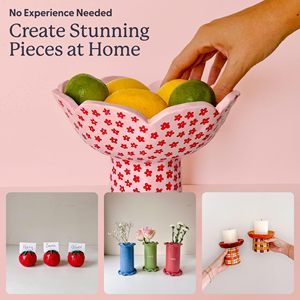 Kit <span class=keywords><strong>de</strong></span> poterie pour adultes comprenant <span class=keywords><strong>de</strong></span> la pâte à modeler émaillée auto-durcissante, des outils <span class=keywords><strong>de</strong></span> sculpture, des pinceaux à vernis, des guides, idéal pour les couples et les soirées artistiques - Product Image 5