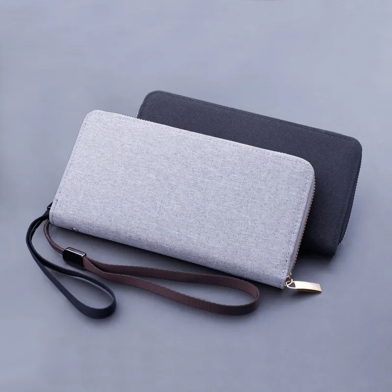 Long zipper wallet bag for men canvas coin pocket bag bank card holder cash bill pocket long wallet