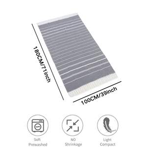 Toalla de Baño de Algodón Suave de Alta Calidad en Oferta, Logotipo Personalizado, Diseño Elegante a Rayas, Borlas Turcas, Secado Rápido, Antiarena, para Uso Diario - Product Image 3