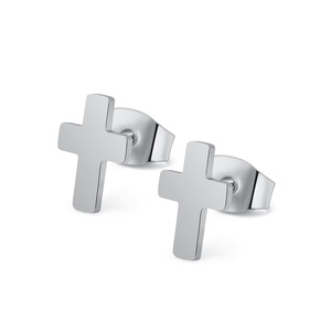Cross <b>Stud</b> Earrings Gold <b>Titanium</b> Steel Unisex Fashion Jewelry - Product Image 5