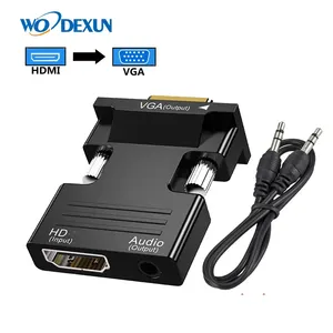 HDMI To VGA Adapter With Audio HDMI Compatible Converter 1080P HDMI Female Input To VGA Male Audio Output Adapter Plug Play