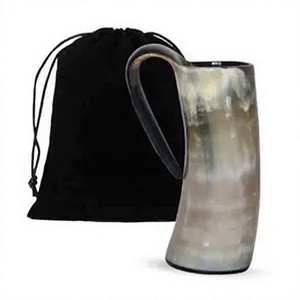 Jarra Vikinga de Cuerno de Búfalo Real con Diseño de Ángel y Animales, Hecha a Mano, Ecológica, Decoración para el Hogar, para Cerveza, Tamaño Personalizable, FAIZA CRAFT - Product Image 1