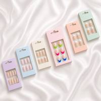 Faux Ongles à Presser French Manucure Pastel Personnalisés en Gros 24 Pièces Designs Mixtes Amande Carré Acrylique Ongles Artificiels