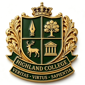 Emblema del Colegio Highland, Chapado en Oro, Latón, 3D, Esmalte Duro en Relieve, Artículo Coleccionable - Product Image 5