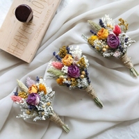 Vente en gros de plantes séchées naturelles pour arrangements floraux de mariage, roses séchées pour demoiselles d'honneur, fleurs de mariée, bouquet de mariée