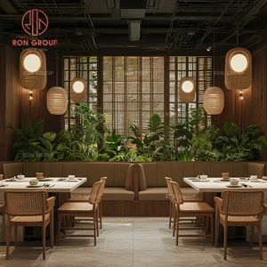 <span class=keywords><strong>Boutique</strong></span> Dining Bundle Chaises assises en osier Vert forêt Canapé à dossier haut et finition légère Table carrée en marbre Meubles de restaurant - Product Image 4