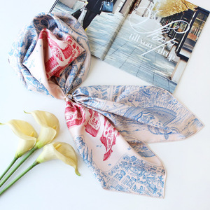 90x90cm Twill Mulberry Silk Square Scarf, Factory Direct Stock Wholesale Women Fashion <b>Shawl</b> Neck <b>Wrap</b> - Product Image 2