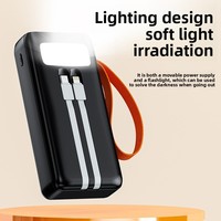 Batterie externe en plastique ultra-grande capacité avec câble intégré 50 000 mAh 22,5 W, charge super rapide, anti-poussière, multi-usages