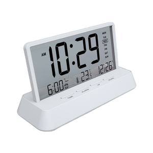 Hiện Đại Trắng <span class=keywords><strong>mini</strong></span> máy tính để bàn dẫn đồng hồ báo thức mới kỹ thuật số đa chức năng snooze nightlight lịch thông minh Bảng Pin hoạt động - Product Image 4