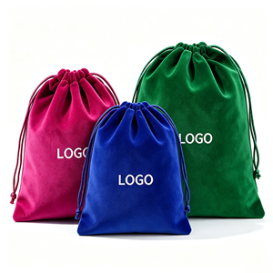 Sac à cordon en velours pliable, logo personnalisé, pochette en velours pour lunettes de soleil, bijoux, cosmétiques, petits articles, emballage cadeau - Product Image 1