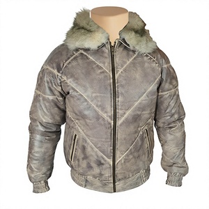 Blouson Bomber Homme en Cuir et Toile, Col Rabattu, Respirant, Fermeture Éclair, Manteau d'Hiver Décontracté, Vêtement d'Extérieur OEM - Product Image 3