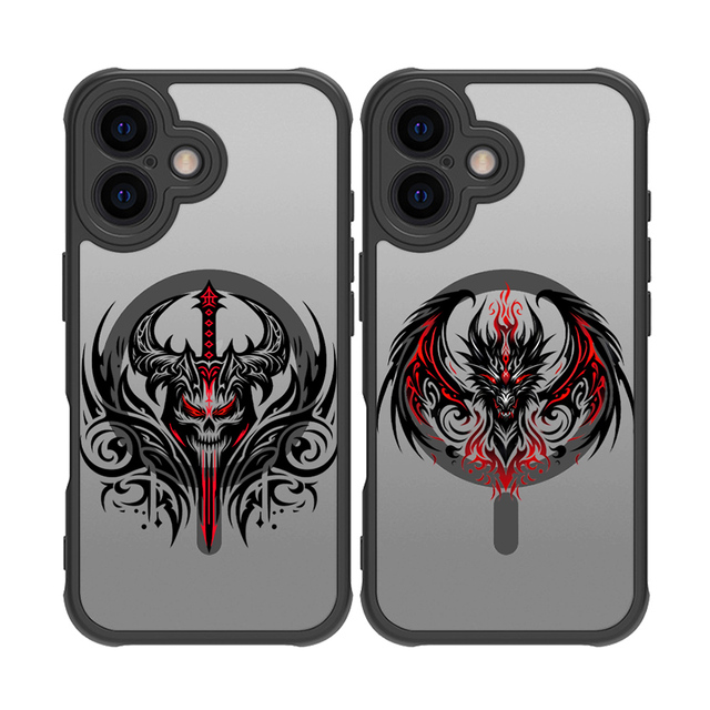 Devil Dragon Totem Magnetic Hard Case for iPhone 16 Premium Tattoo Mobile Phone Cover