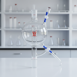 Tête <span class=keywords><strong>de</strong></span> distillation <span class=keywords><strong>de</strong></span> solvant en verre borosilicate à paroi épaisse CS Labglass avec <span class=keywords><strong>robinet</strong></span> PTFE pour verrerie <span class=keywords><strong>de</strong></span> laboratoire sur mesure - Product Image 5