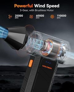 WOLFBOX MF50 Air Duster 110000RPM Super Power Cordless Mini <b>Blower</b> 3-Gear Adjustable Dust <b>Blower</b> for <b>Car</b> Cleaning Tool - Product Image 2