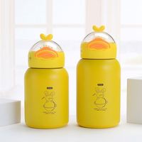 Bande dessinée enfants en acier inoxydable boisson tasse bec de canard thermos tasse mignon portable boisson cadeaux paille gros ventre tasse d'eau avec couvercle
