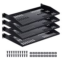 Étagère de rack de serveur 1U pour centres de données, 4 pièces, capacité de charge maximale de 50 lb, ventilée, à fixation murale cantilever, plateau de montage sur rack, profondeur 10 pouces