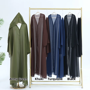 シャルート・イスラム服 イード・トルコ・ドバイ・アバヤ・ブラック・ガルフ・モデスト・ローブ・着物・ムスリム女性用ドレス・シフォン・オープンアバヤ・2026 - Product Image 6