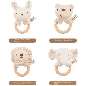 Gbee Ours en coton biologique Bâton de main pour bébé Jouet poupée apaisante pour nouveau-né avec broderie pour anniversaire 0-1 ans <span class=keywords><strong>Hochet</strong></span> jouet - Product Image 3