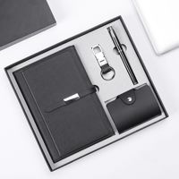Business-style Creative Gift Set Notebook Card Holder Notepad Keychain (Four Pieces Total) School Bank-Grade Embossed Logo