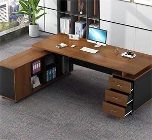 Legno scrivania del Computer e moderno tavolo di scrittura con 3 cassetti laterali marrone legno Computer da tavolo per la casa e l'ufficio - Product Image 3