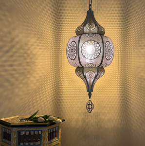 Club Creux Sculpté Lustre Style Marocain Exotique Rétro Chambre Salon Restaurant Hôtel B & b Bar Métal Fer Blanc 2.1 - Product Image 5