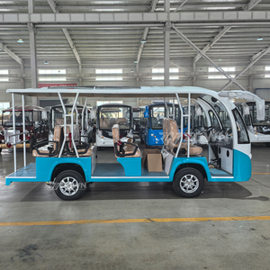 Electric Sightseeing Car 14 Seats Blue White Open Top For Park Resort Use - Product Image 6