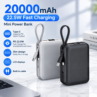 Großhandel 22,5W Li-Polymer-Akku mit individuellem Logo, 10000mAh/20000mAh, USB-C Powerbank-Kabel, PD-Schnellaufladung für Smartphones