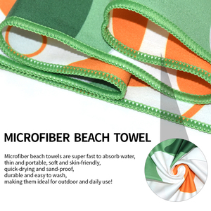 Telo da mare in microfibra stampato a doppia faccia sfondo verde fiori bianchi asciugamani da spiaggia assorbenti per il mare - Product Image 2