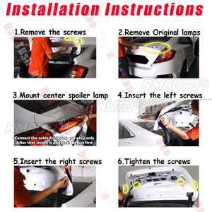 Car Style LED ABS Spoiler With Rear Brake Lamp for Honda for Civic 2016-2017 Tail <b>Light</b> Trunk Led <b>Accessories</b> - Product Image 4