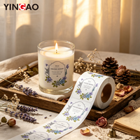 Étiquette autocollante personnalisée imperméable à l'eau, motif floral esthétique, pour pot de bougie, huile essentielle, diffuseur de parfum, décoration d'emballage