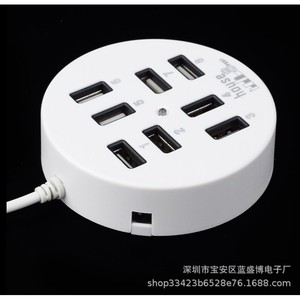 Hub USB 2.0 rond à 8 ports, adaptateur d'extension pour ordinateur avec corps en plastique, en stock, pas de prise requise - Product Image 5